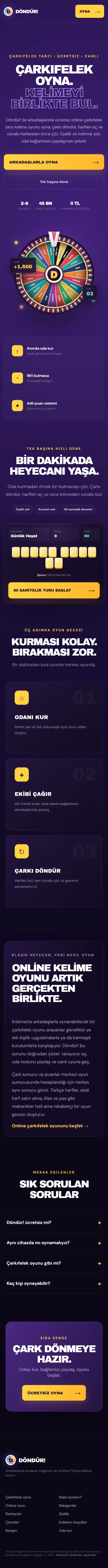 Döndür! Online Çark ve Kelime Oyunu mobil tam sayfa görünümü