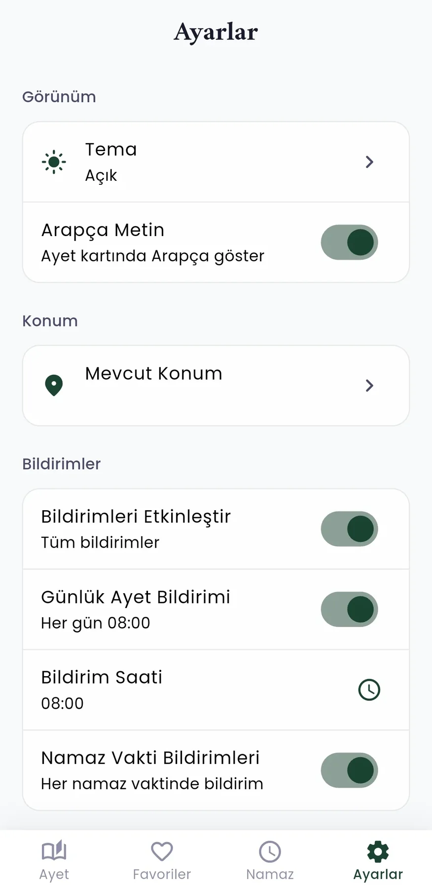 Her Gün Bir Ayet Mobil Uygulaması uygulama ekranı 1