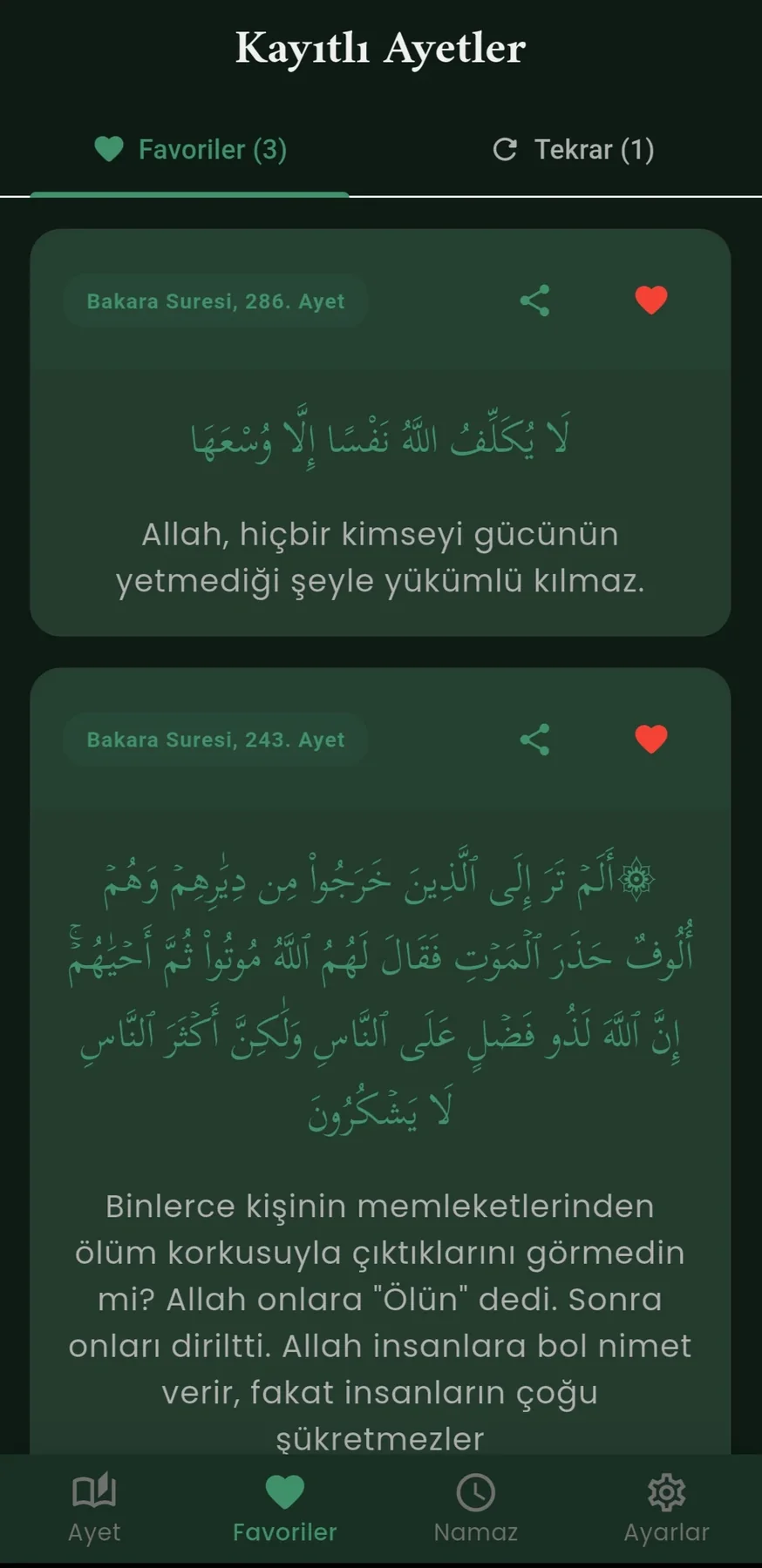 Her Gün Bir Ayet Mobil Uygulaması uygulama ekranı 2