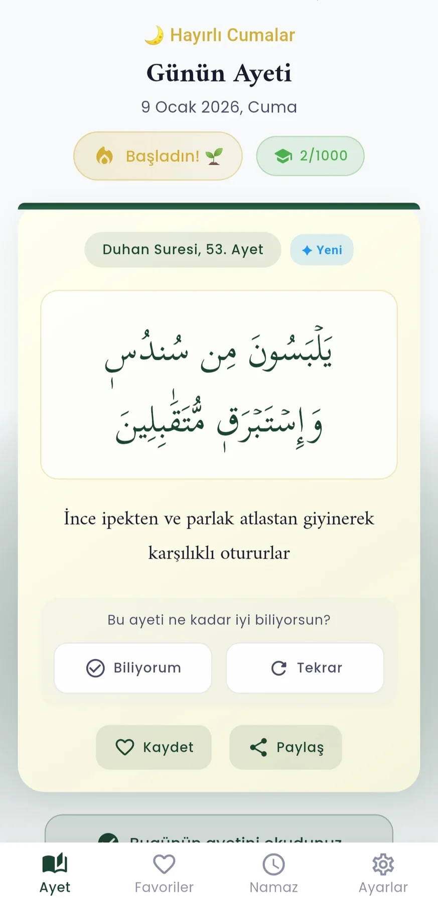 Her Gün Bir Ayet Mobil Uygulaması uygulama ekranı 5