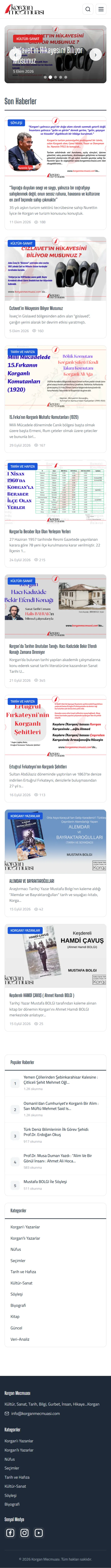 Korgan Mecmuası Yayın Platformu mobil tam sayfa görünümü