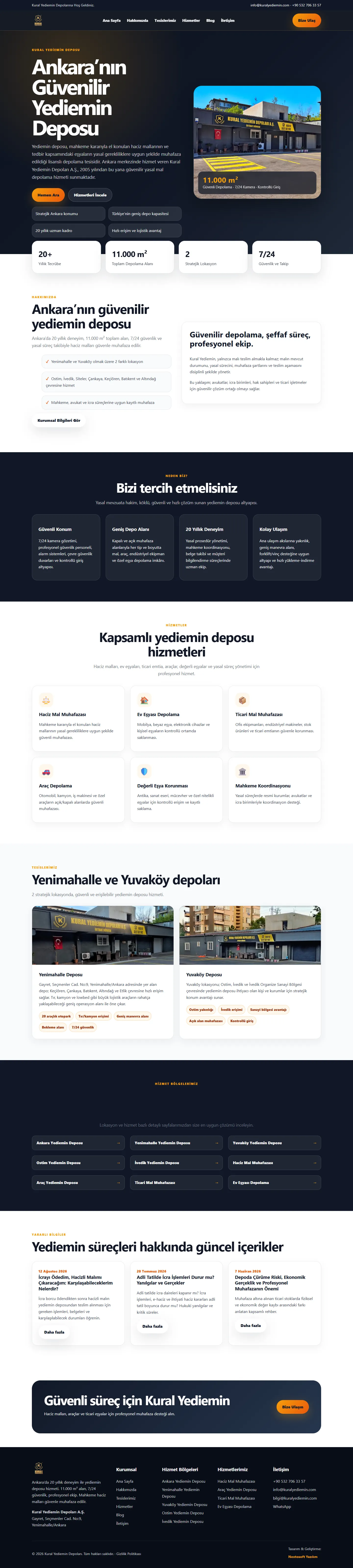 Kural Yediemin Depoları Web Sitesi masaüstü tam sayfa görünümü